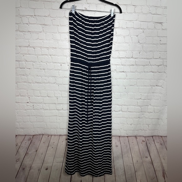 J. Crew Dresses & Skirts - J CREW Women's blue white striped strapless maxi length modal blend dress, sz XS